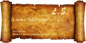 Lacko Sándor névjegykártya